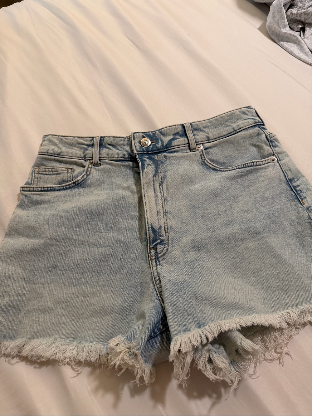 H&M Light Blue Distressed Denim Shorts